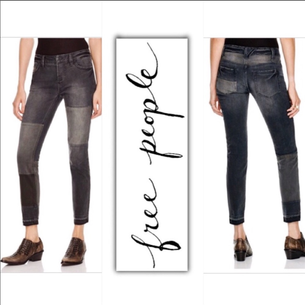 Free people patched denim boho jeans size 27